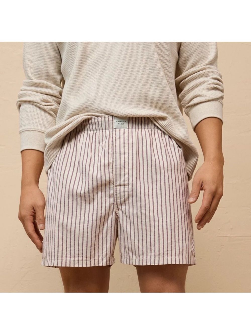 AE Men’s Cream Stripe Stretch Boxer Short